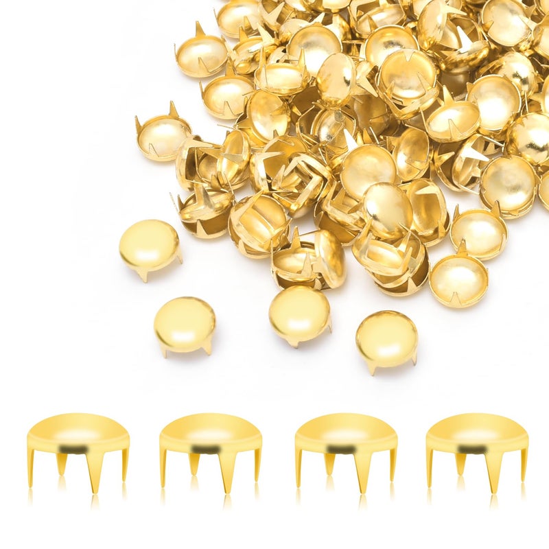 CooBigo 200pcs 10mm Nailheads Round Dome Studs Rivet Metal Punk Spikes Spots for Punk Rock Leather Craft Clothes Belt Bag Shoes Decorations (Gold) - Image 1